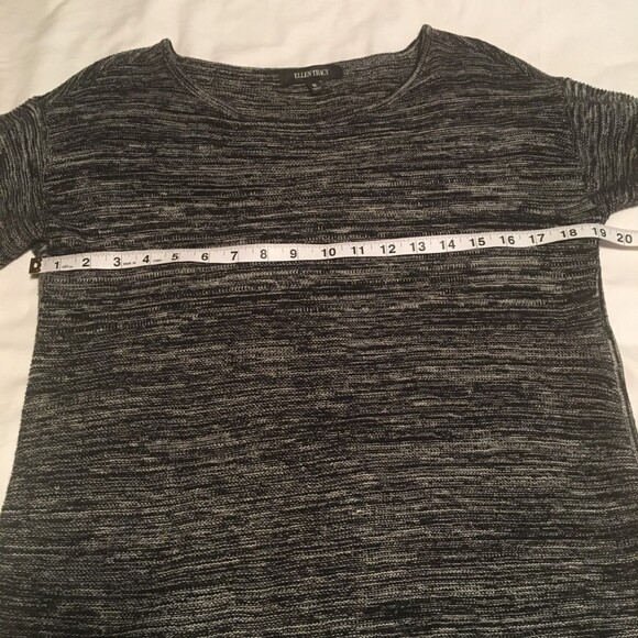 Ellen Tracy sweater Women Medium marled black gray split hem tunic top Lagenlook - Picture 5 of 8